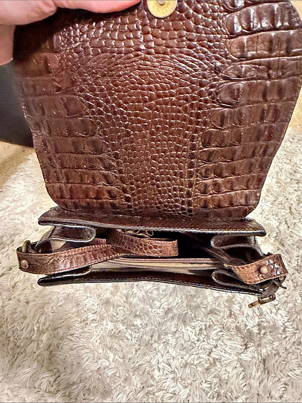 Brahmin Brown Crocodile-Embossed Crossbody Bag - Picture 3 of 6